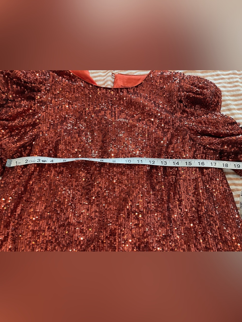 Anthropologie sequin puff sleeve top 8 Read - Picture 7 of 11